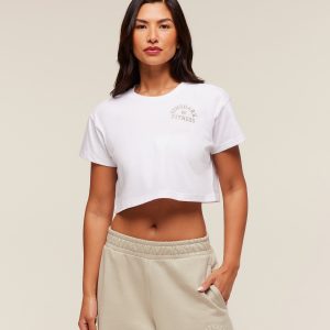 Fitness Embroidered Graphic Oversized Crop Top