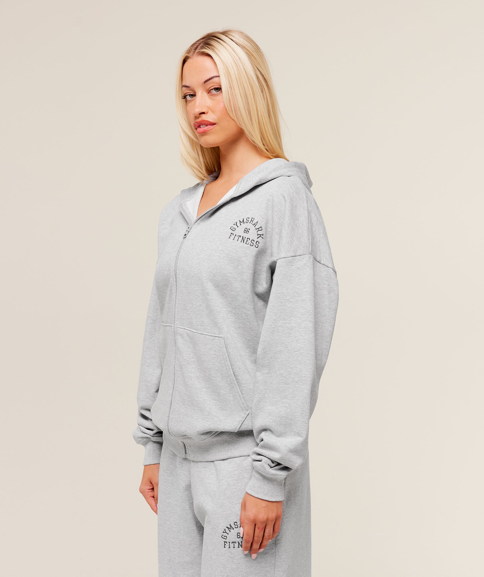 Fitness Embroidered Graphic Zip Up Hoodie - Image 3