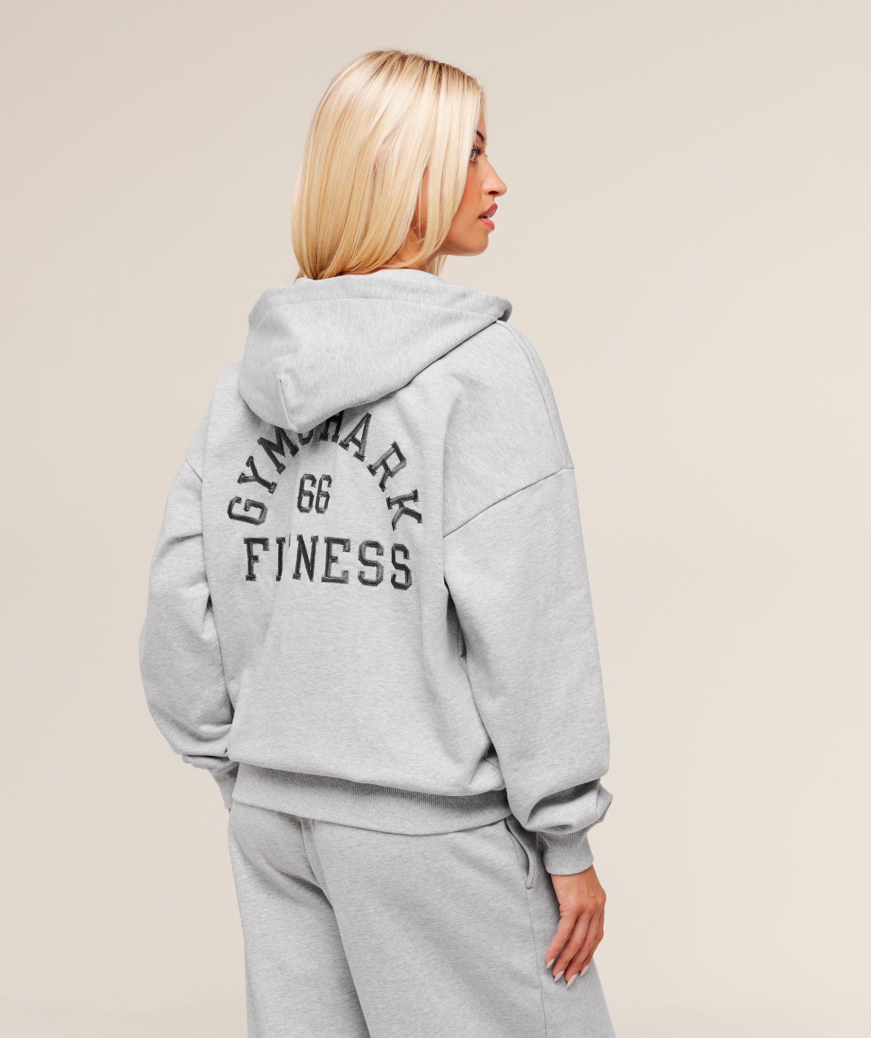 Fitness Embroidered Graphic Zip Up Hoodie - Image 2