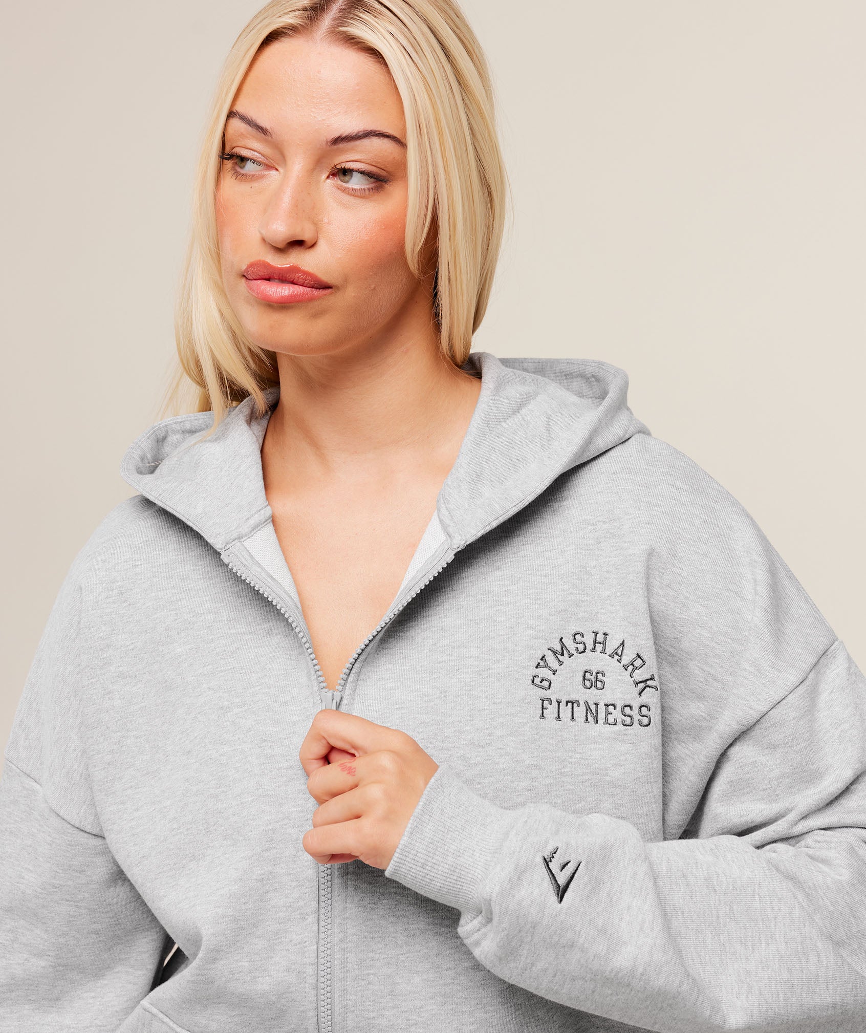 Fitness Embroidered Graphic Zip Up Hoodie - Image 4