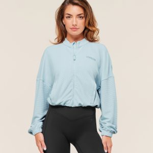 Waffle Midi Zip Up Jacket