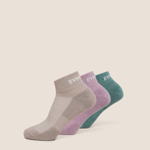 GS Jacquared Quarter Socks 3pk